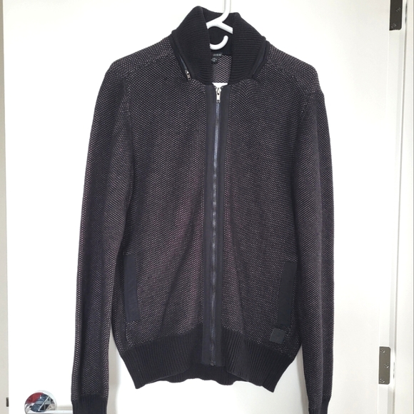 Guess Bronson Full Zip Mock Black Cotton Jacket Coat - Picture 2 of 11